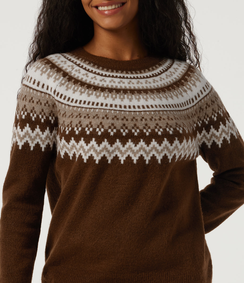 Round Neck Raglan Long Sleeve Patterned Casual Jumper — Autumn Flame — view 5