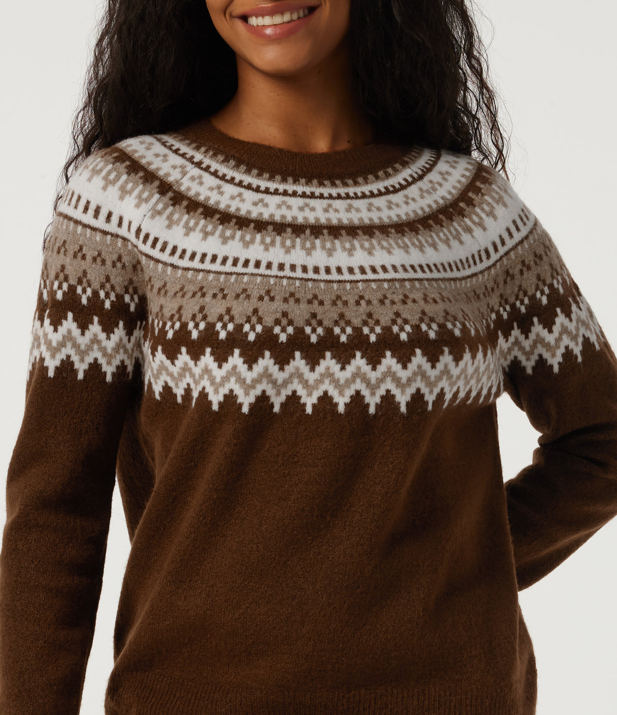 Round Neck Raglan Long Sleeve Patterned Casual Jumper — Autumn Flame — view 5