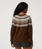 Round Neck Raglan Long Sleeve Patterned Casual Jumper — Autumn Flame — view 2