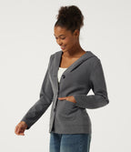 Hooded Long Sleeve Casual Coat with Pockets — Mottled Cloud Grey — view 3