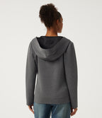 Hooded Long Sleeve Casual Coat with Pockets — Mottled Cloud Grey — view 2