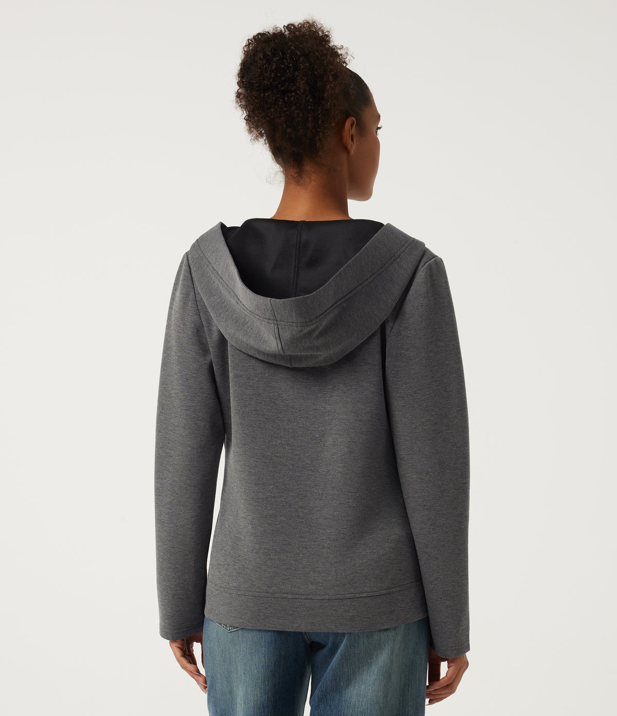 Hooded Long Sleeve Casual Coat with Pockets — Mottled Cloud Grey — view 2