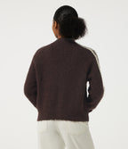 Round Neck Raglan Long Sleeve Asymmetric Casual Cardigan — Chestnut Mocha — view 2
