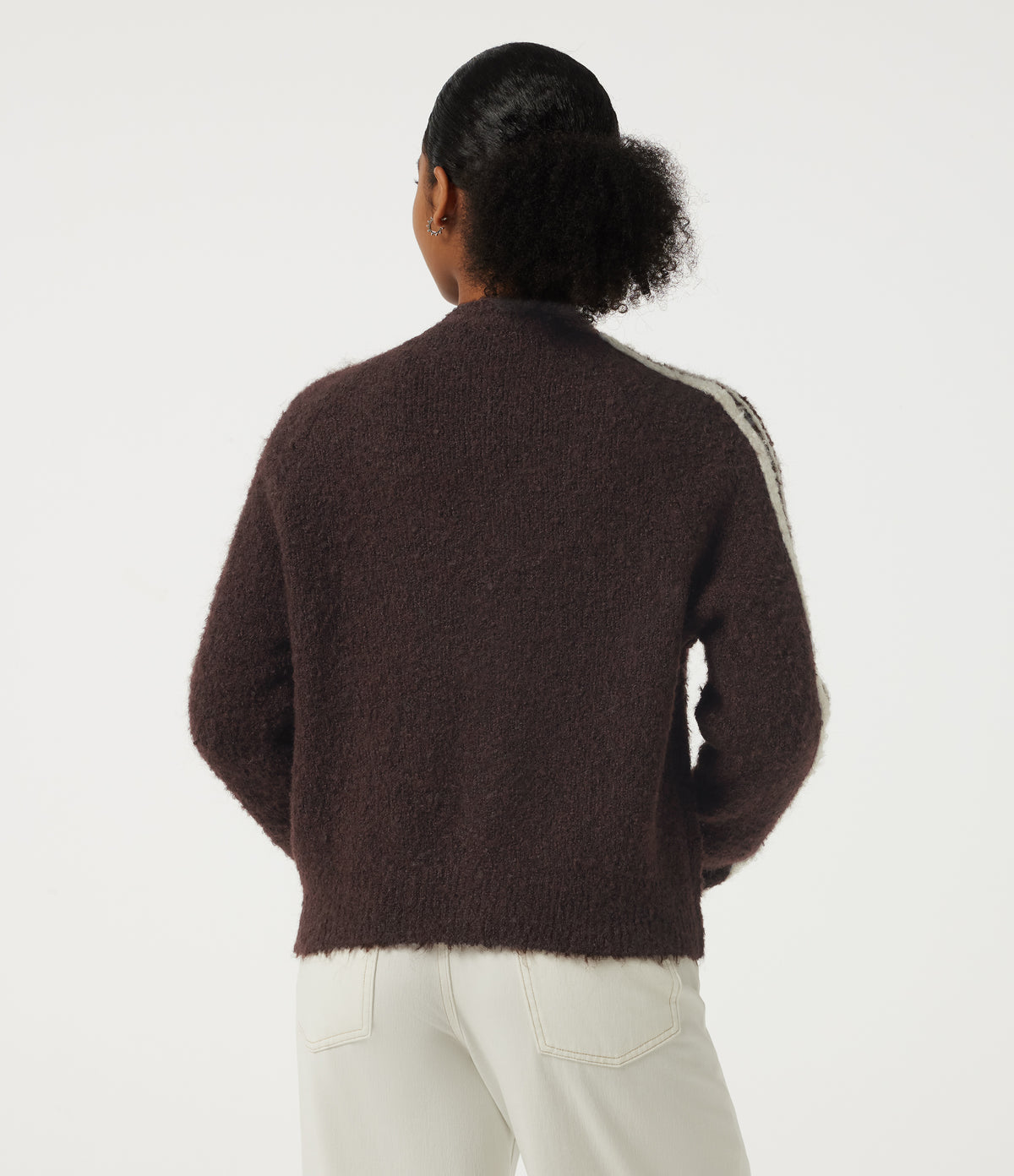 Round Neck Raglan Long Sleeve Asymmetric Casual Cardigan — Chestnut Mocha — view 2