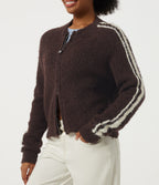 Round Neck Raglan Long Sleeve Asymmetric Casual Cardigan — Chestnut Mocha — view 5
