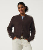 Round Neck Raglan Long Sleeve Asymmetric Casual Cardigan — Chestnut Mocha — view 1