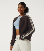 Round Neck Raglan Long Sleeve Asymmetric Casual Cardigan — Chestnut Mocha — view 3