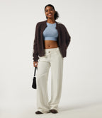 Round Neck Raglan Long Sleeve Asymmetric Casual Cardigan — Chestnut Mocha — view 6