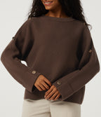 Round Neck Long Sleeve Work Jumper — Forest Loam — view 6
