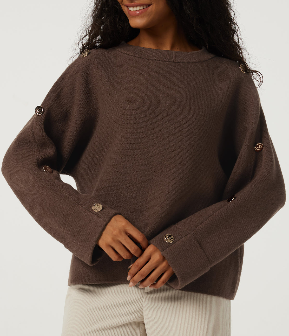 Round Neck Long Sleeve Work Jumper — Forest Loam — view 6