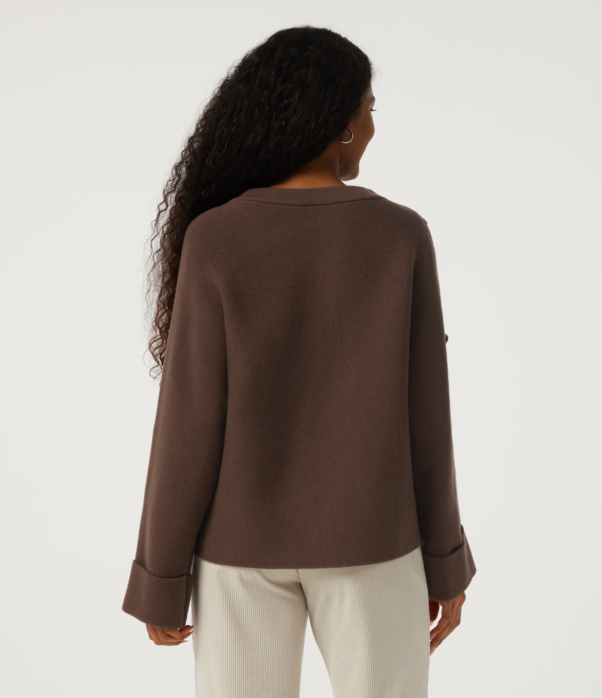 Round Neck Long Sleeve Work Jumper — Forest Loam — view 2