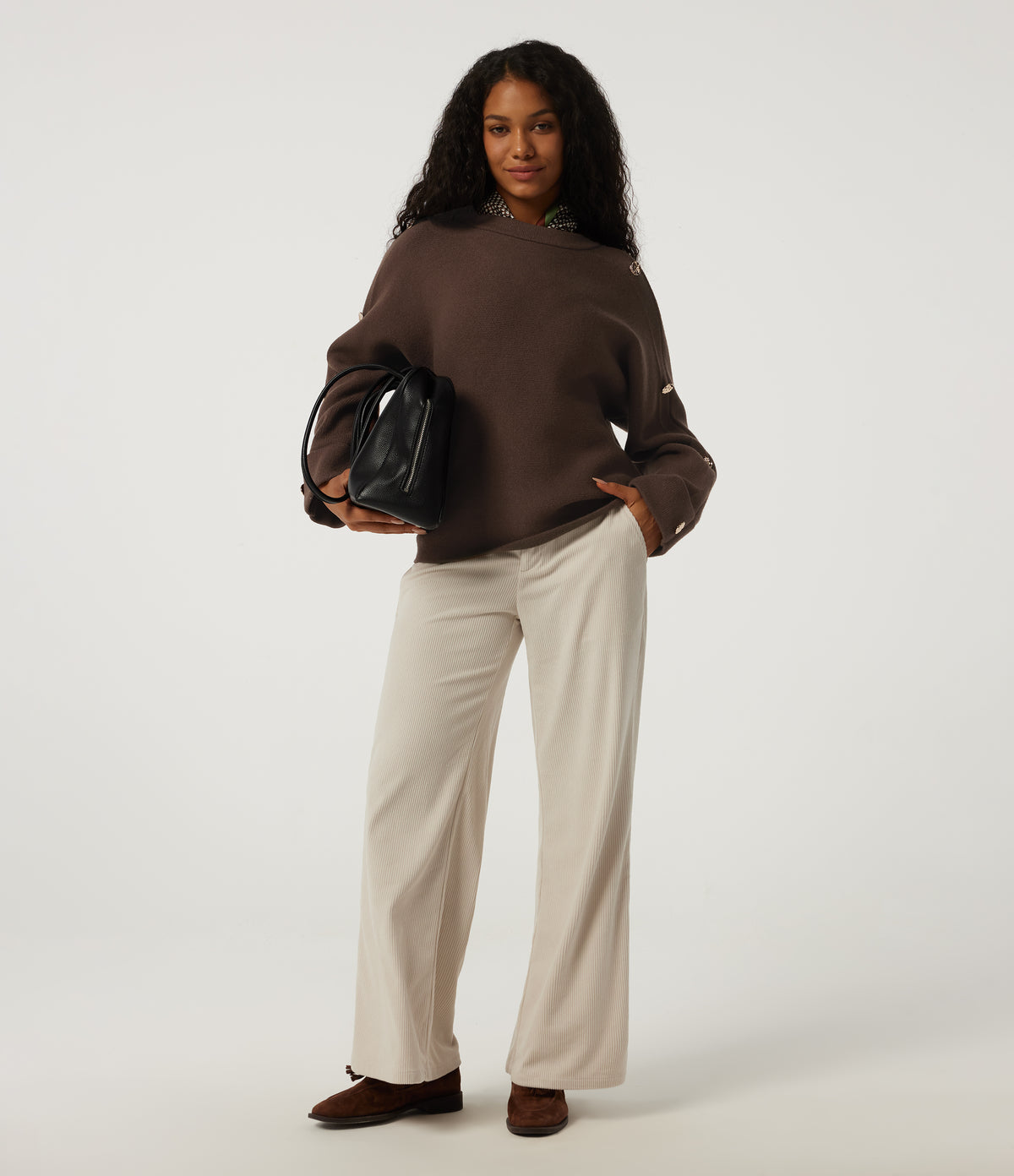Round Neck Long Sleeve Work Jumper — Forest Loam — view 7