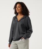 Drop Shoulder Long Sleeve Casual Hoodie Sweatshirt — Ombre Blue — view 3