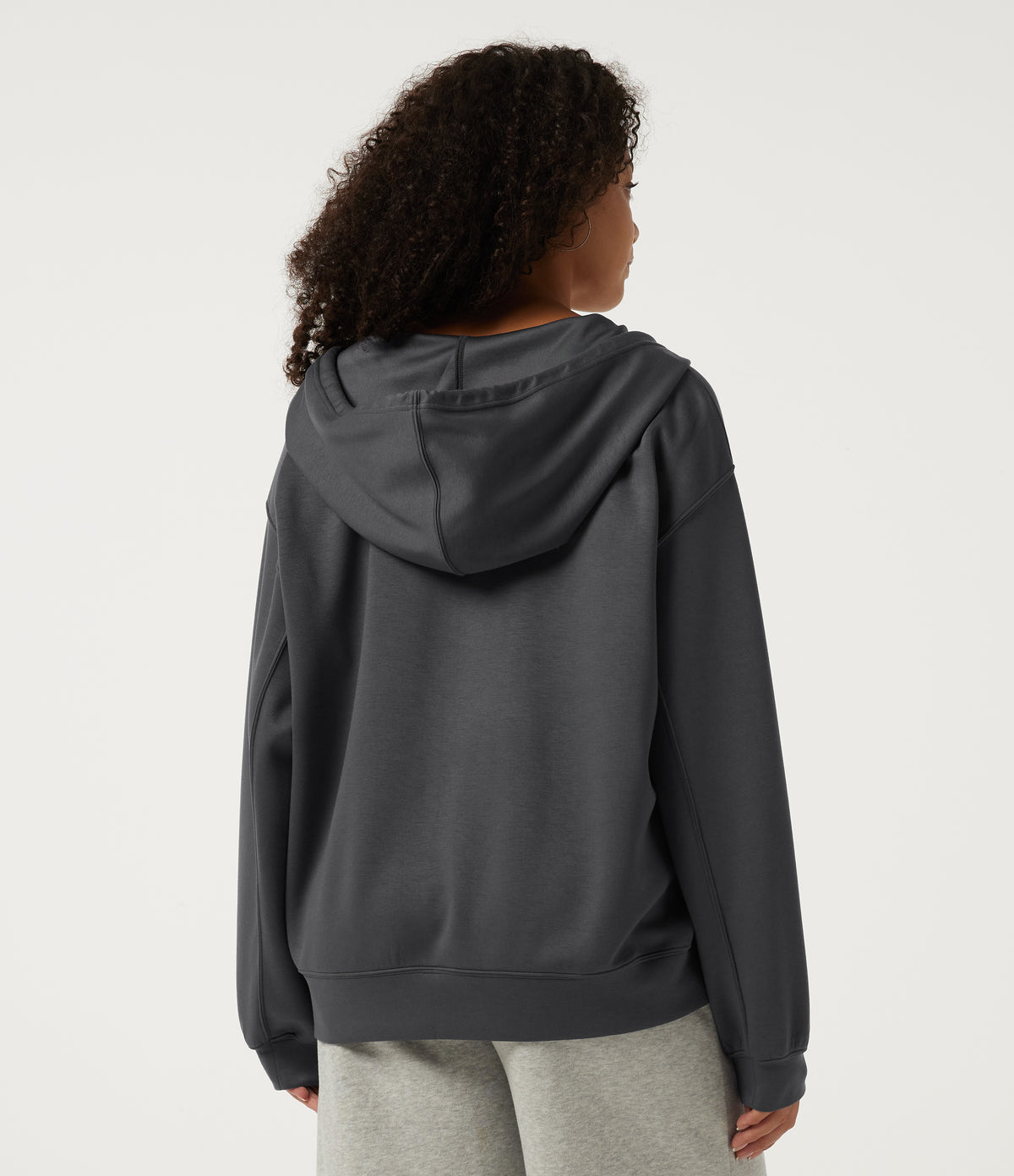 Drop Shoulder Long Sleeve Casual Hoodie Sweatshirt — Ombre Blue — view 2