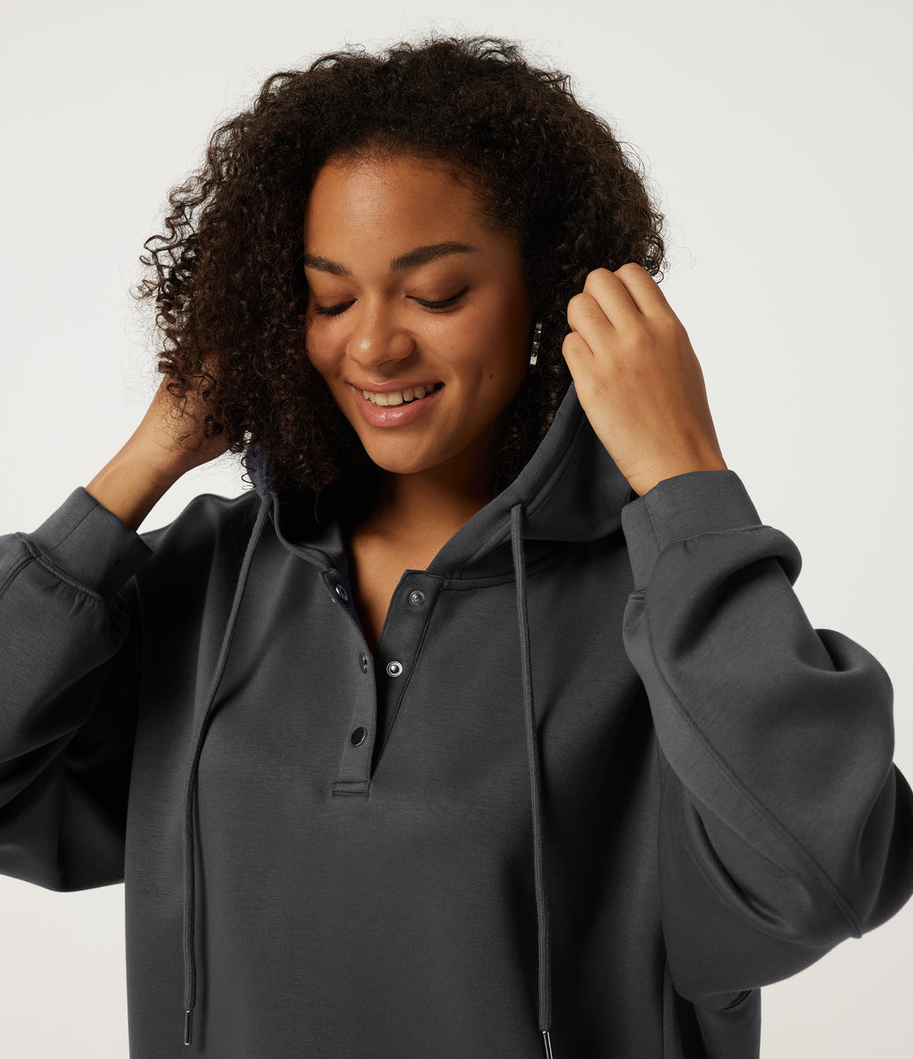 Drop Shoulder Long Sleeve Casual Hoodie Sweatshirt — Ombre Blue — view 5