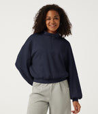 Mock Neck Long Sleeve Casual Sweatshirt — Midnight Blue — view 1