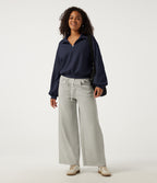 Mock Neck Long Sleeve Casual Sweatshirt — Midnight Blue — view 6