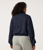 Mock Neck Long Sleeve Casual Sweatshirt — Midnight Blue — view 2