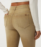 High Waisted Skinny Colorful Casual Jeans with Pockets — Tea Latte Beige — view 5