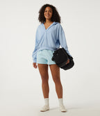 Hooded Batwing Long Sleeve Casual Sweatshirt — Sky Blue Foam — view 8