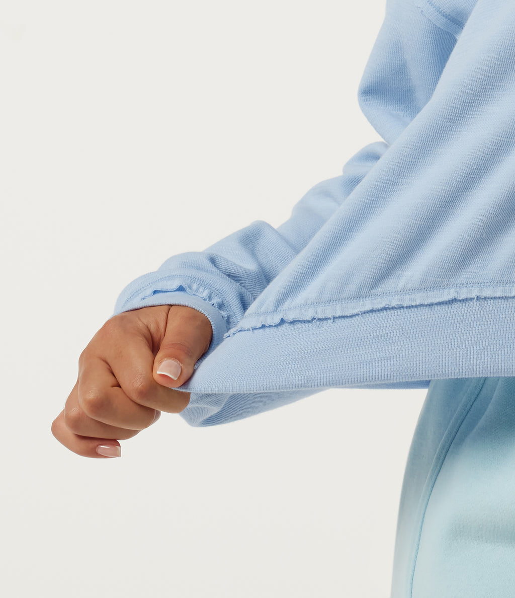 Hooded Batwing Long Sleeve Casual Sweatshirt — Sky Blue Foam — view 7
