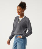 Round Neck Long Sleeve Stripe Work Jumper — City Skyline — view 3