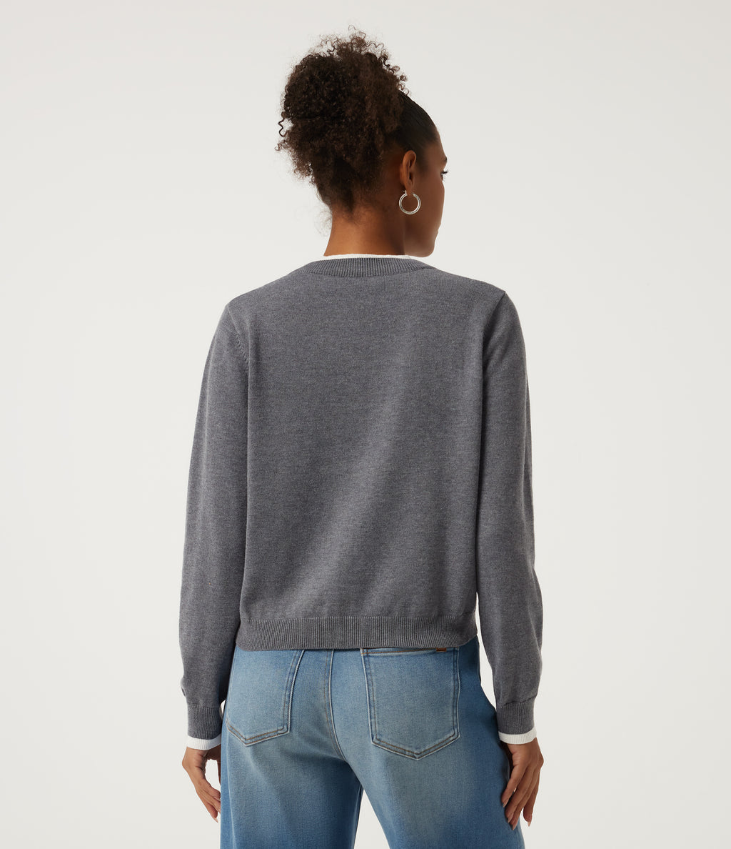 Round Neck Long Sleeve Stripe Work Jumper — City Skyline — view 2