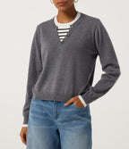 Round Neck Long Sleeve Stripe Work Jumper — City Skyline — view 5
