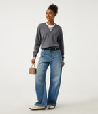 Round Neck Long Sleeve Stripe Work Jumper — City Skyline — view 7