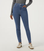 High Waisted Skinny Casual Jeans with Pockets — Tide Blue Denim — view 1