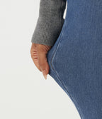 High Waisted Skinny Casual Jeans with Pockets — Tide Blue Denim — view 6