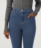 High Waisted Skinny Casual Jeans with Pockets — Tide Blue Denim — view 4