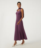 Round Neck Sleeveless Cut Out A-Line Party Maxi Dress — Amaranth — view 6