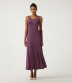Round Neck Sleeveless Cut Out A-Line Party Maxi Dress — Amaranth — view 4