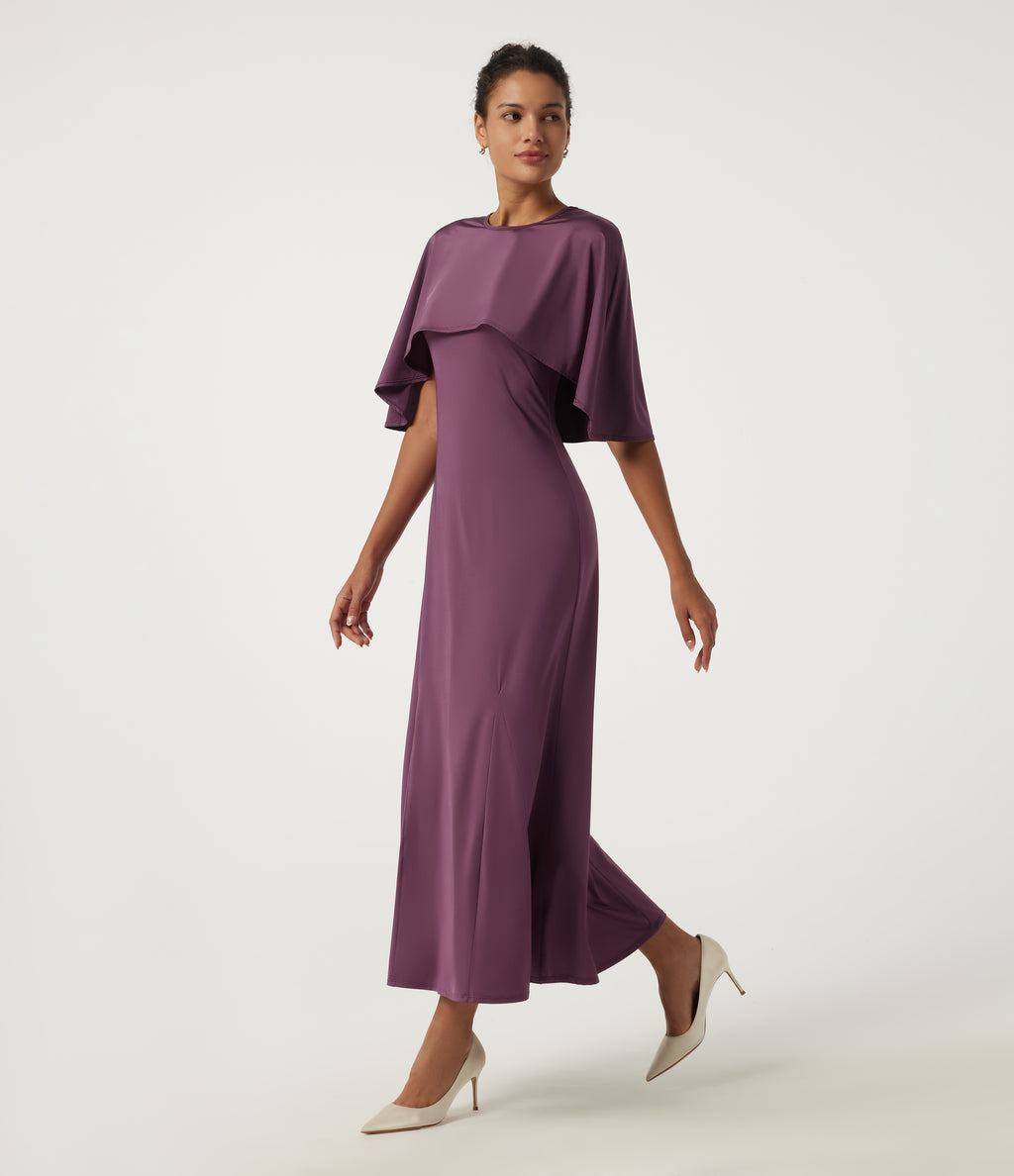 Round Neck Sleeveless Cut Out A-Line Party Maxi Dress — Amaranth — view 3