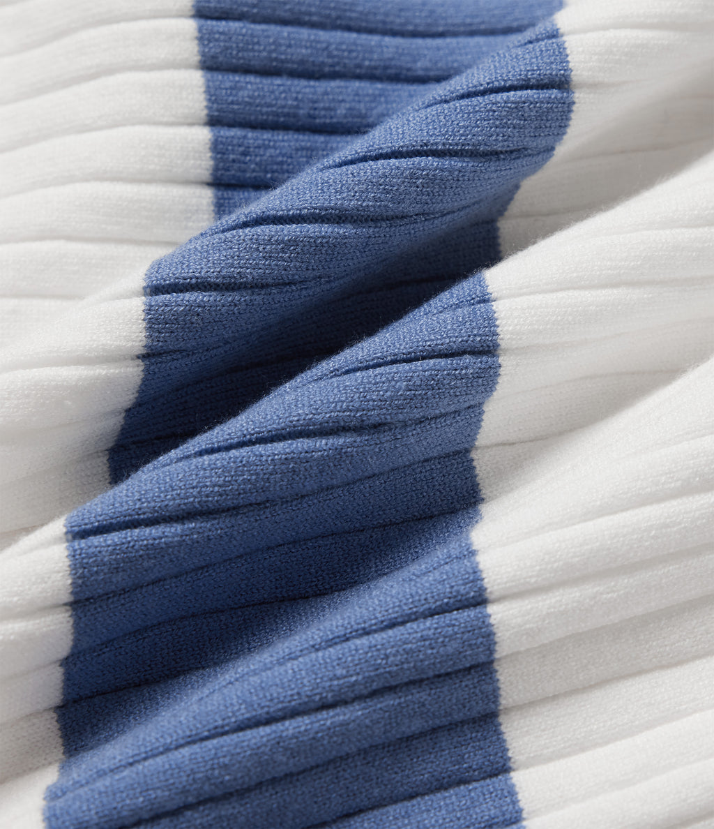Lapel Collar Stripe Long Sleeve Casual Jumper — Marine Cove Rib Stripe — view 7