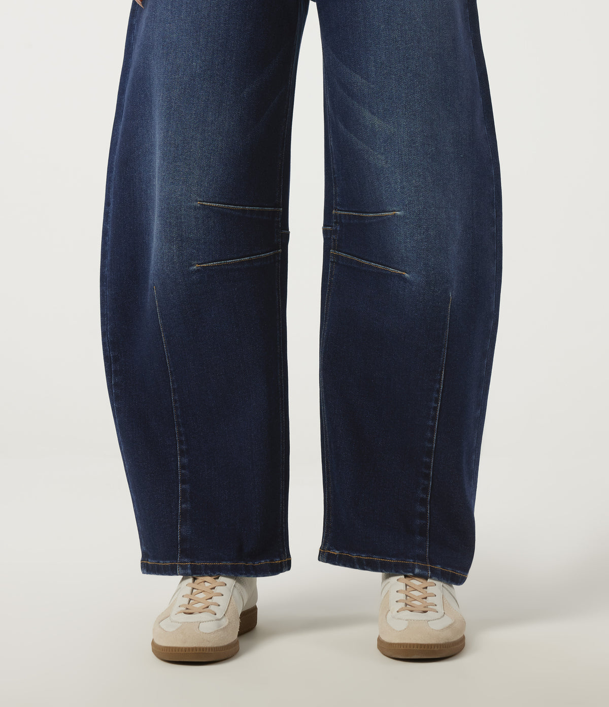 Mid Rise Barrel Leg Casual Jeans with Pockets — Pageant Blue Denim — view 6