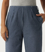 High Waisted Wide Leg Work Cotton Jeans with Pockets — Navy Peony — view 4