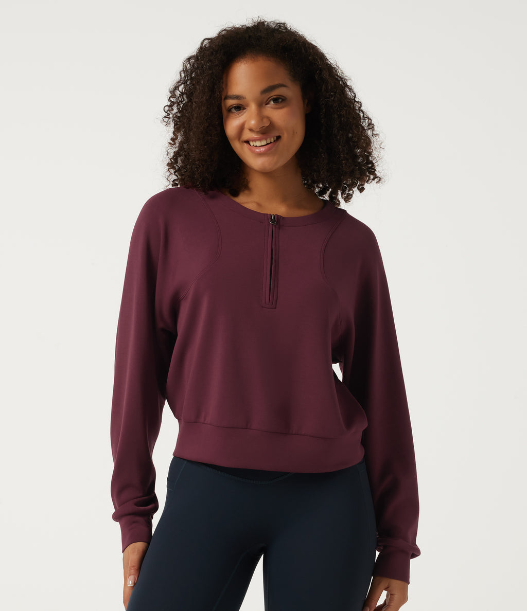 SpacerTek Round Neck Long Sleeve Work Sweatshirt — Oxblood Red — view 1