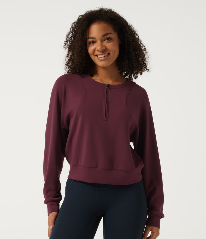 SpacerTek Round Neck Long Sleeve Work Sweatshirt — Oxblood Red — view 1