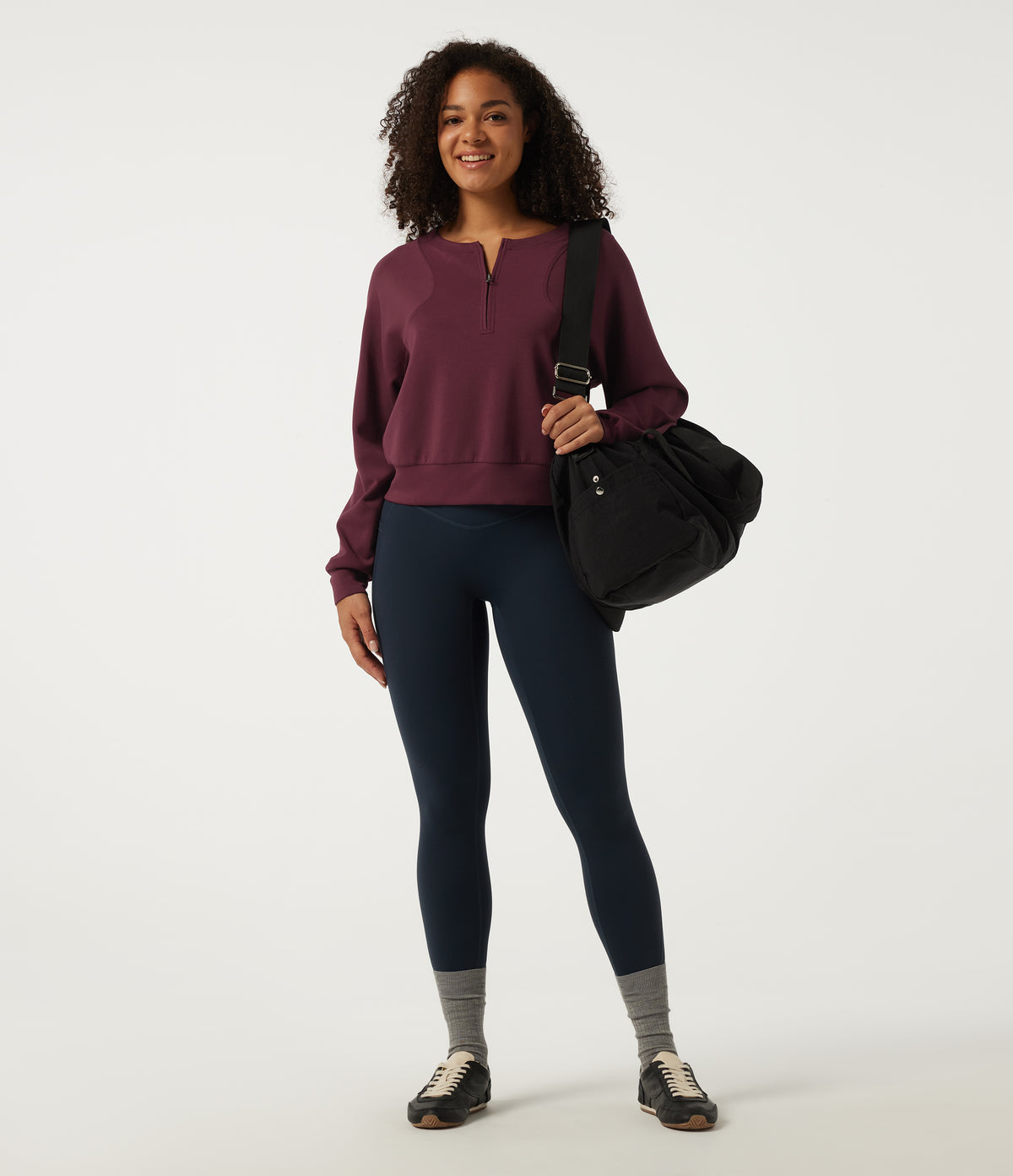 SpacerTek Round Neck Long Sleeve Work Sweatshirt — Oxblood Red — view 7