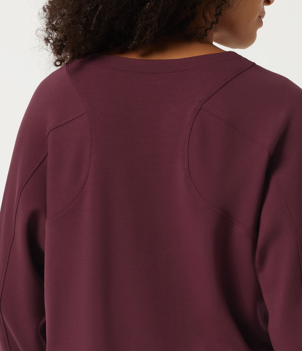 SpacerTek Round Neck Long Sleeve Work Sweatshirt — Oxblood Red — view 6