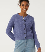 Round Neck Long Sleeve Casual Cardigan — Lavender Violet — view 5