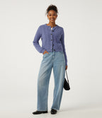 Round Neck Long Sleeve Casual Cardigan — Lavender Violet — view 7