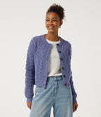 Round Neck Long Sleeve Casual Cardigan — Lavender Violet — view 4