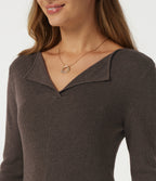 Flounce Long Sleeve Casual Jumper — Major Brown — view 7