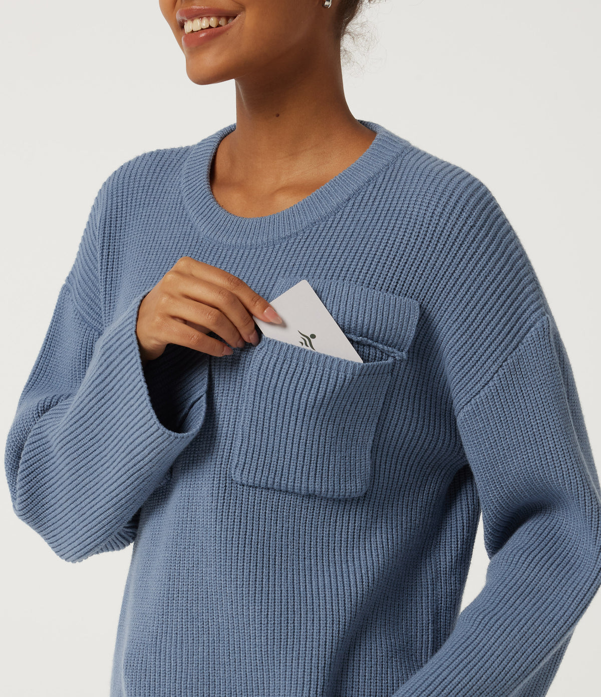 Round Neck Long Sleeve Casual Jumper with Pockets — Troposphere — view 5