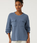 Round Neck Long Sleeve Casual Jumper with Pockets — Troposphere — view 1