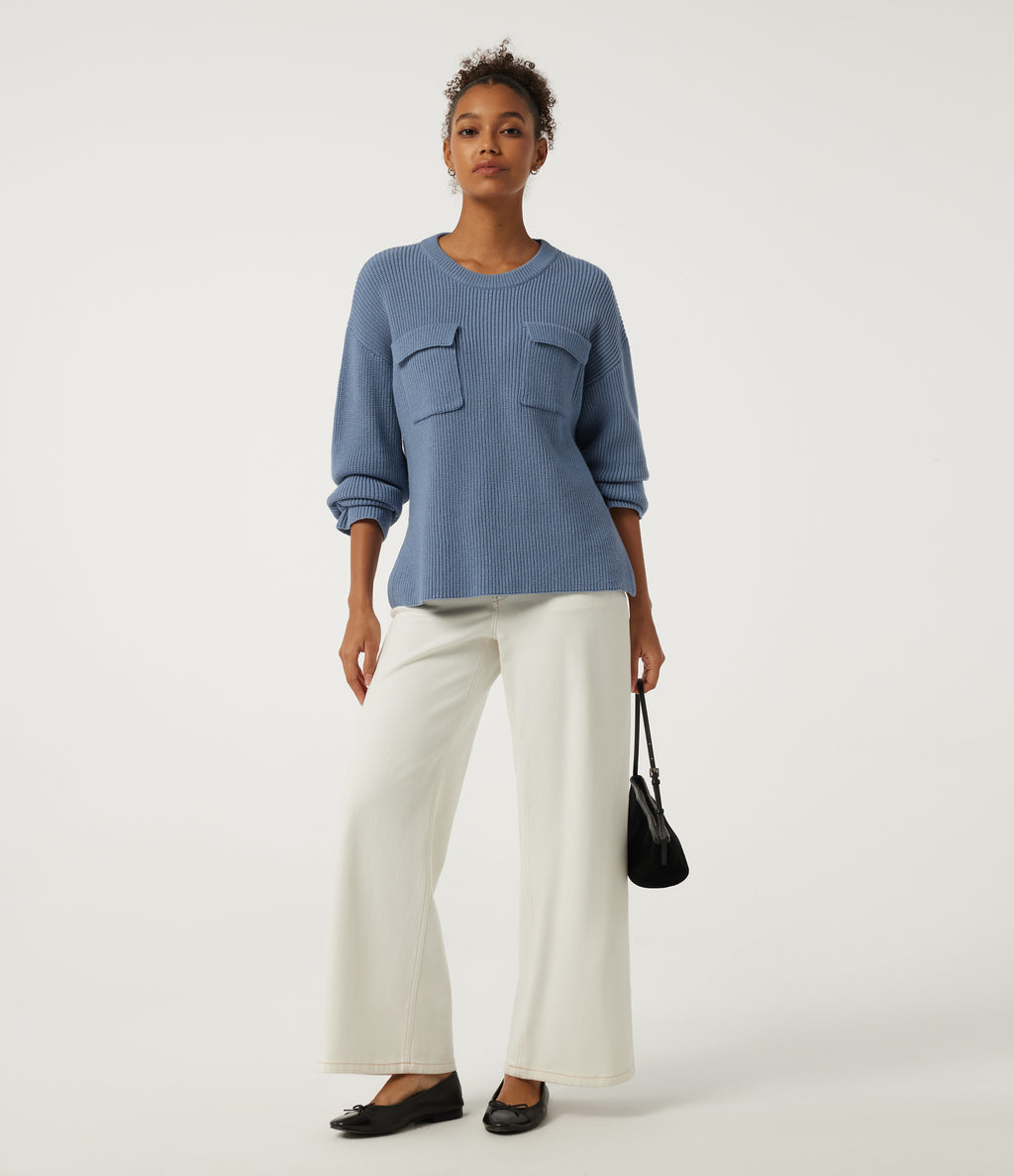 Round Neck Long Sleeve Casual Jumper with Pockets — Troposphere — view 7