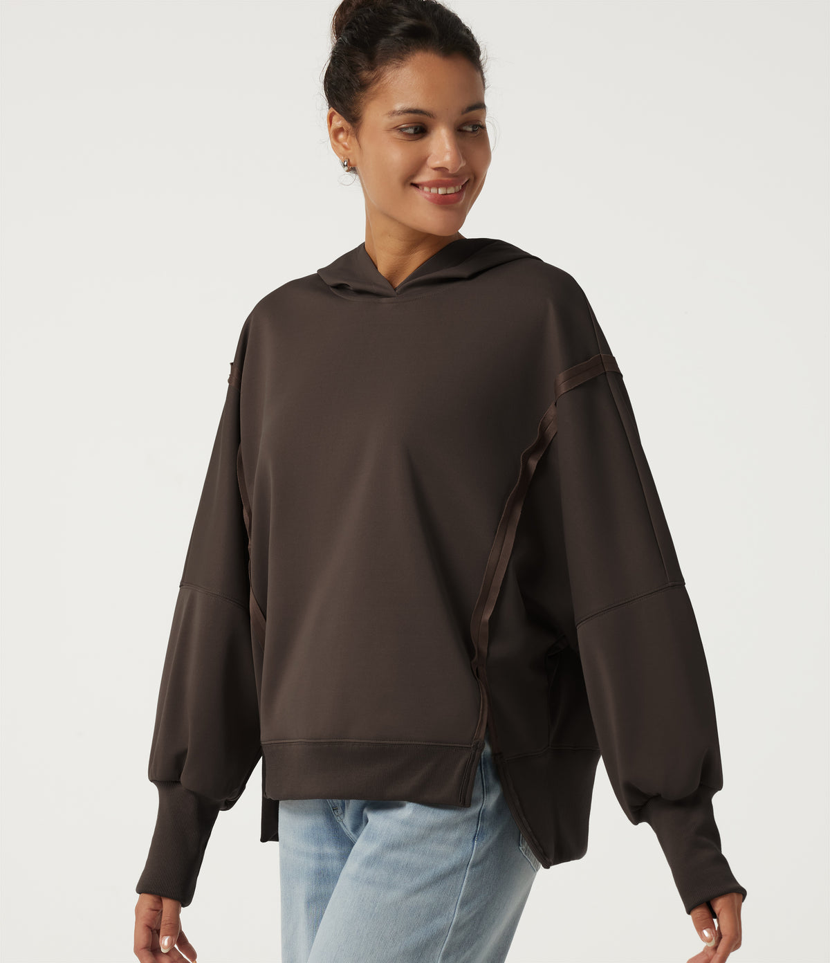 Hooded Long Sleeve Casual Sweatshirt — Delicioso — view 4